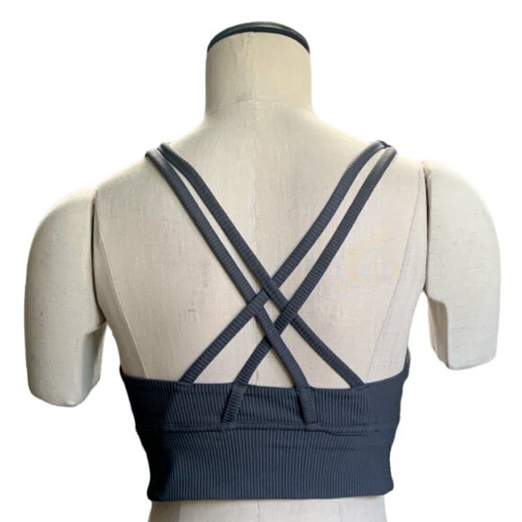 Ouber Padded Ribbed Sports Bra Criss-cross Back Strap XL Gray #56H - Picture 6 of 7